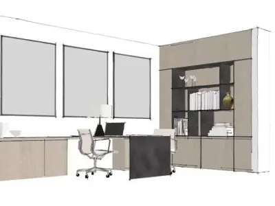 Modern Office Setup with Furniture and Decor 3D model