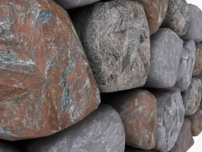 Stone Wall 3d Model 02 3D model