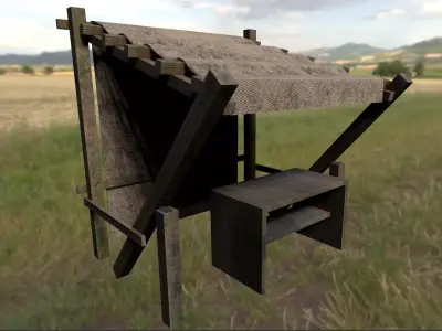 Medieval Market Stall Low-poly 3D model