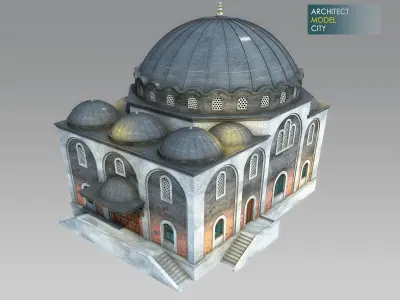 Mosque Architectural 3d Model with Render Scene Low-poly 3D model