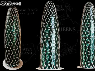 High Detailed City Skyscraper Buildings Model Pack Low-poly 3D model