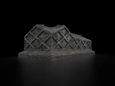 Old Stone Ledger Tombstone 3D model