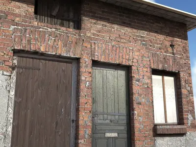 Barn 3 Low poly 3d Model old brick building with roof 3D model