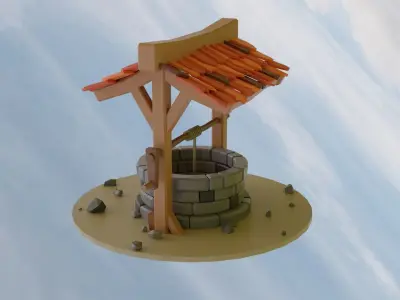 Low poly water well Free low-poly 3D model