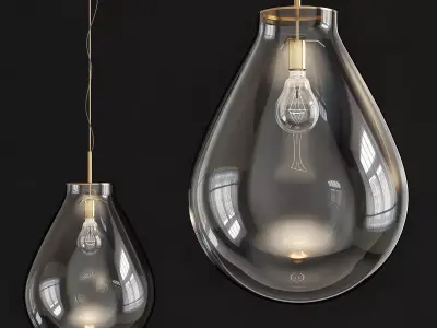 Unusual pendant lights in the interior low poly 3d model Low-poly 3D model