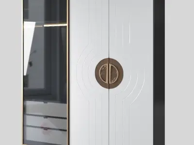 Sideboards 2 wardrobe with gold door 3D model