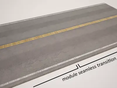 Modular Rural Road Model for Splines Low-poly 3D model