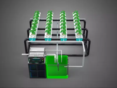 SMART IOT PH NUTRIENT CONTROL MONITOR NFT HYDROPONIC PLANT FARM 3D model