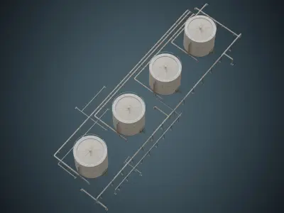 Refinery 1B Low-poly 3D model