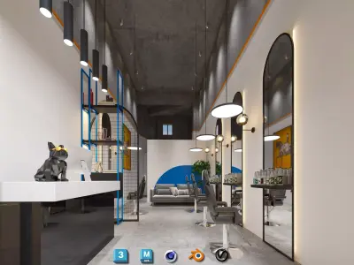 Industrial Loft Barber Shop 3D model