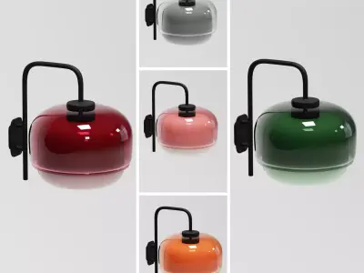 Dopamine Wall Lamp - Vibrant Glass Sconce -5 Color Variants  Low-poly 3D model