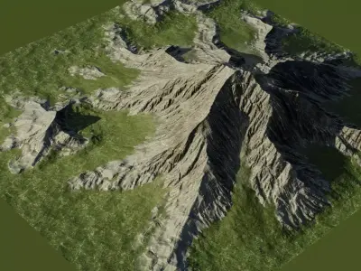 Mountains Realistic Terrain 4k PBR Landscape Low-poly 3D model