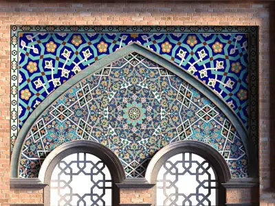 arabic exterior facade element set 802 Low-poly 3D model