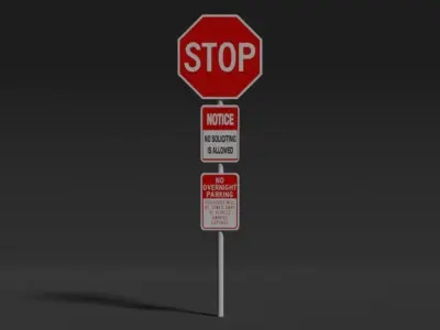 Stop Sign Low-poly 3D model get
