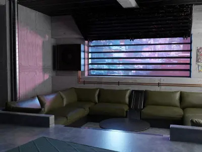 Cyberpunk Apartment v4 Scene 3D model