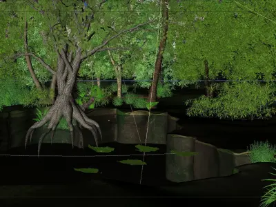 3D High Detailed Forest Lake Scene - Model 3D model