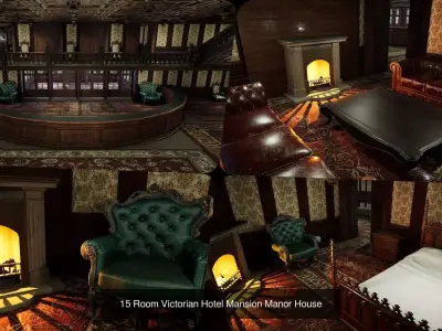 AAA Hotels Victorian Vintage Interior Environment Collection 3D Model Pack