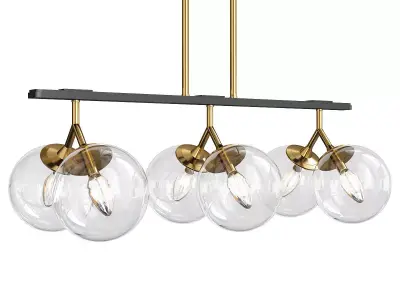 Modern Glam 6 light Orb Seeded Glass Chandelier Low-poly 3D model