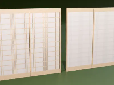 Japanese Shoji with designed lattice Low-poly 3D model