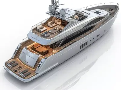 Sleek Flybridge Superyacht 3D Model Low-poly 3D model