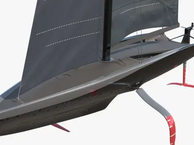  High-Speed Foiling Regatta Yacht Black 