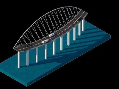 SUSPENSION BRIDGE DESIGN 3D model