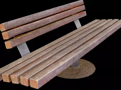 Garden Bench old Scan model Low-poly 3D model