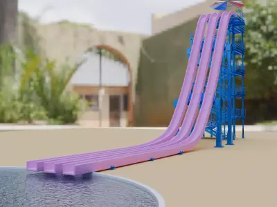 Free Fall Water Slide 3D model