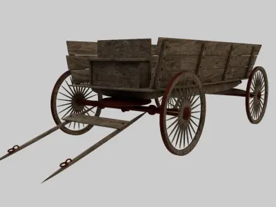  Textures Medieval Wagon Low-poly 3D model