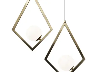 RANGLA geometric pendant light - gold Low-poly 3D model