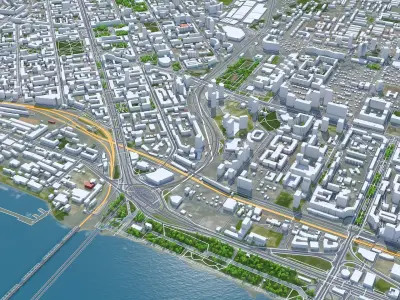 Novosibirsk City Russia Low-poly 3D model