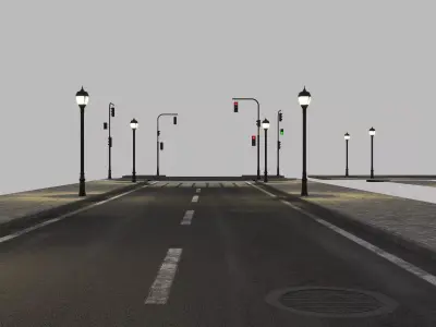 Modular Night City Street Pack Low-poly 3D model