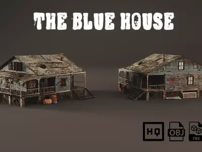The Blue House Low-poly 3D model