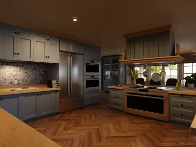  Classic style porch house with furniture 