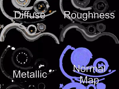 Futuristic Light Fixture model pack with Illuminated Lens Low-poly 3D model