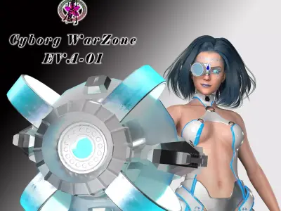 Cyborg War Zone - Eva01 Low-poly 3D model