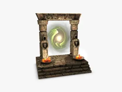 Ancient portal gate Low-poly 3D model
