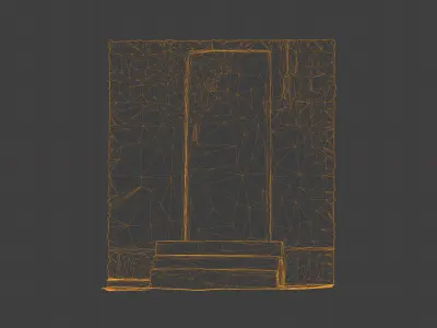 3D scan of stairs to old door industrial building Low-poly 3D model