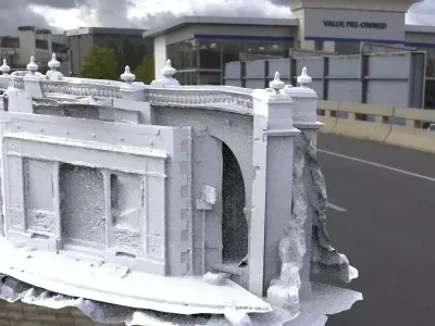 Shop wall ruined stone 3D model