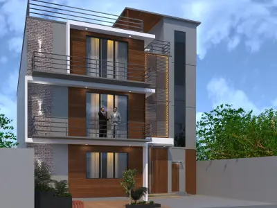 2 Storey House Design - exterior Only -Architectural 3D model