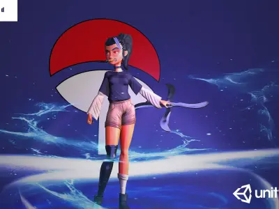 Female character with mangekyo sharingan naruto anime Low-poly 3D model