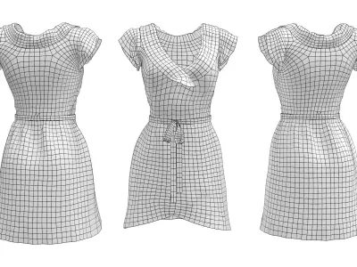 Asymmetrical Dress Low-poly 3D model