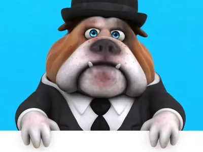 Fun cartoon Bulldog with a suit 3D model