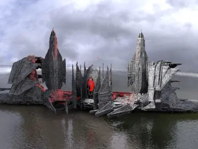 Ocean Base interceptor Ocean Ship Base Kitbash  3D model