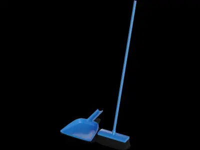 Brooms mops and window squeegees Broom and Dustpan Set 3D model