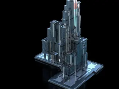 Futuristic Future Modern City Building Skyscraper 05 3D model