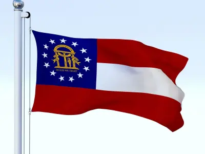 Animated Georgia Flag US Low-poly 3D model