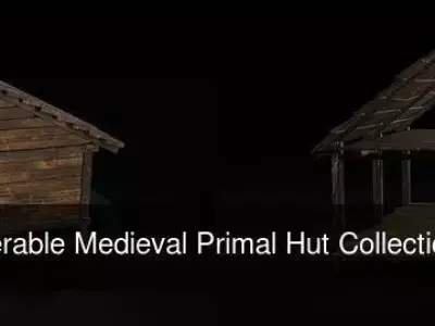 AAA Wooden Enterable Medieval Primal Hut Collection 01 R 3D Model Pack