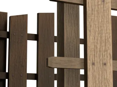 Wooden Low Fence 2 texture garden palisade Low-poly 3D model