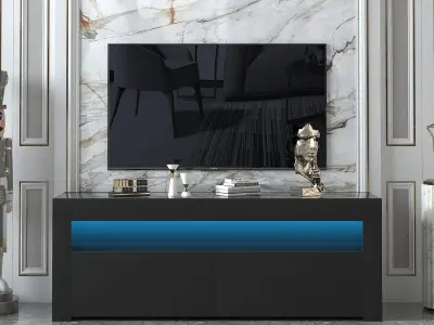 Curated 140cm TV Stand 70 inch TV inbuilt LED 2 Door 1 Shelf 3D model